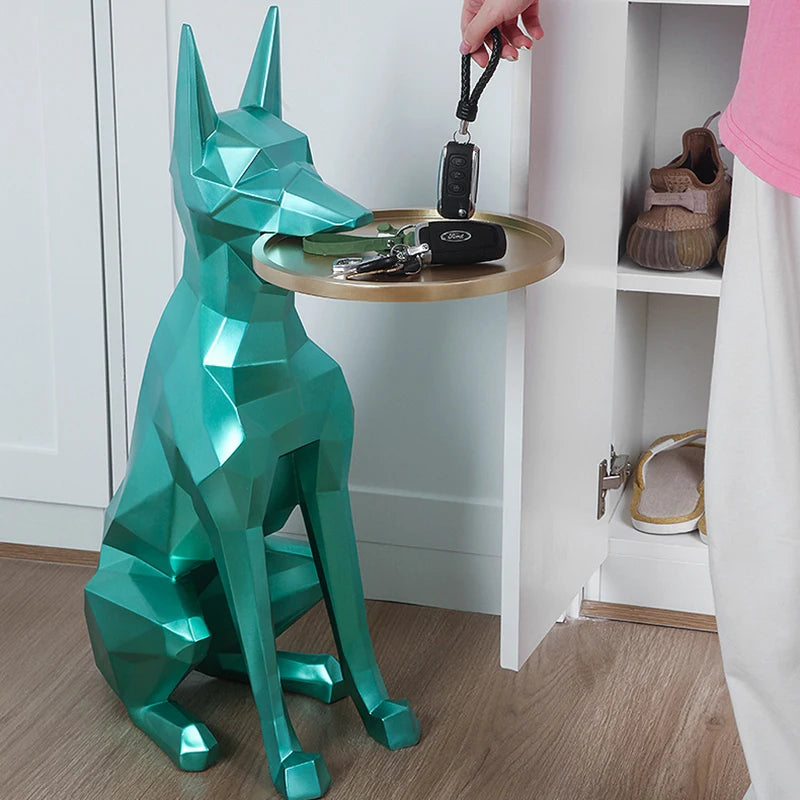 Nordic Home Decoration Doberman Dog Statue Large Animal Tray Sculpture Resin Crafts Extravagant Gift Living Room Porch Ornaments