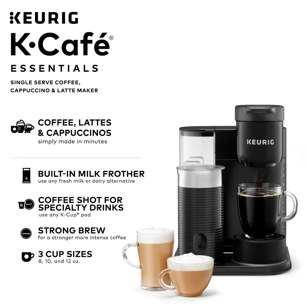 2023 New Keurig K-Café Essentials Single Serve K-Cup Pod Coffee Maker, Black