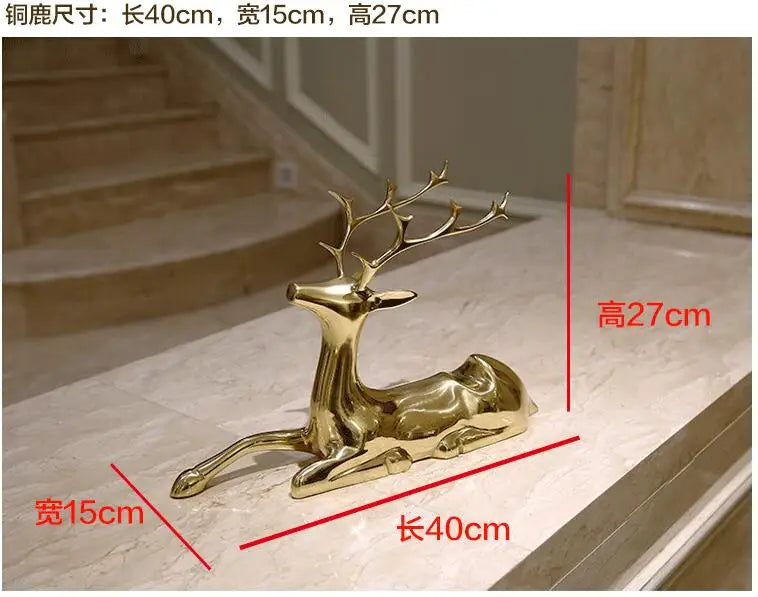 High-grade-TOP Master ART # HOME office TOP GOOD decorative art# handmade Auspicious lucky brass deer statue Sculpture wine rack