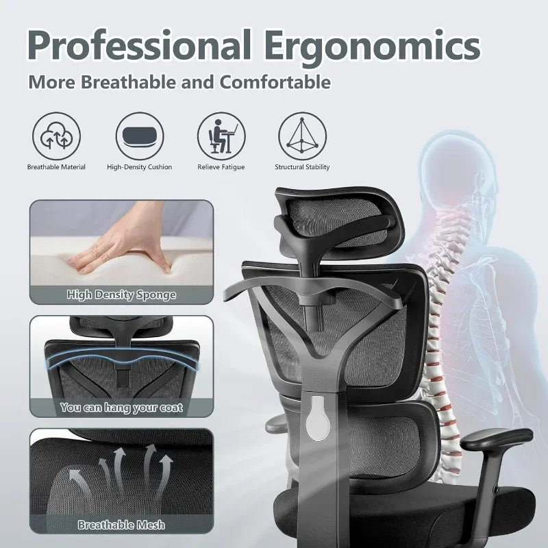 Winrise Office Chair Ergonomic Desk Chair, High Back Gaming Chair, Big and Tall Reclining Comfy Home Office Chair Lumbar