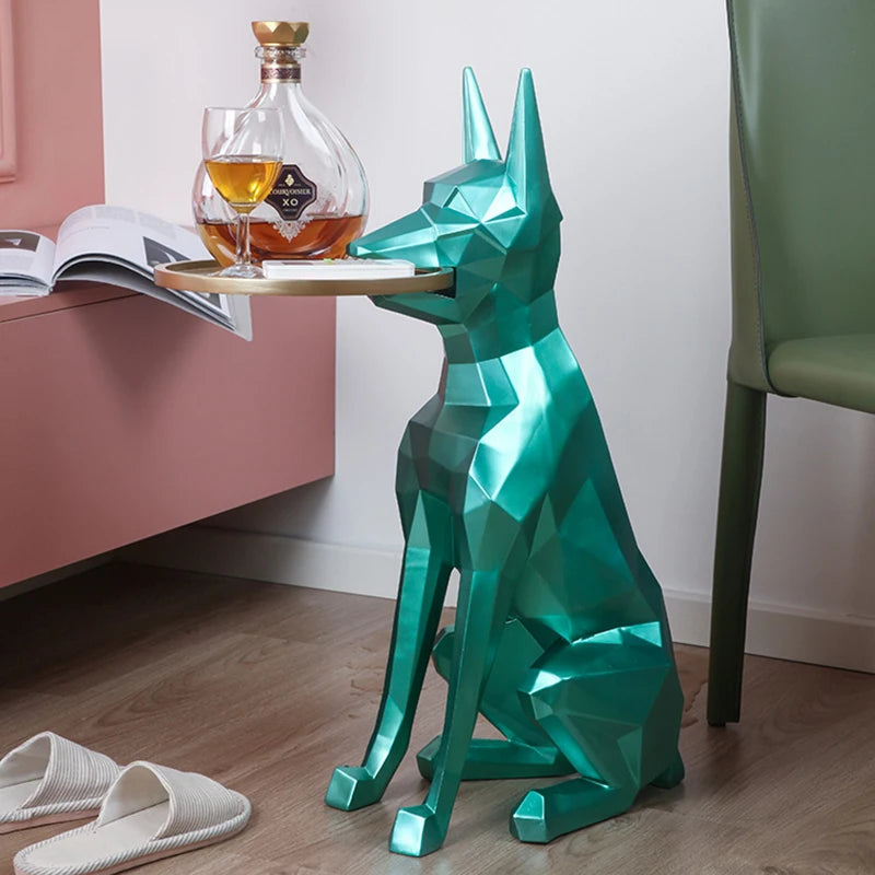 Nordic Home Decoration Doberman Dog Statue Large Animal Tray Sculpture Resin Crafts Extravagant Gift Living Room Porch Ornaments