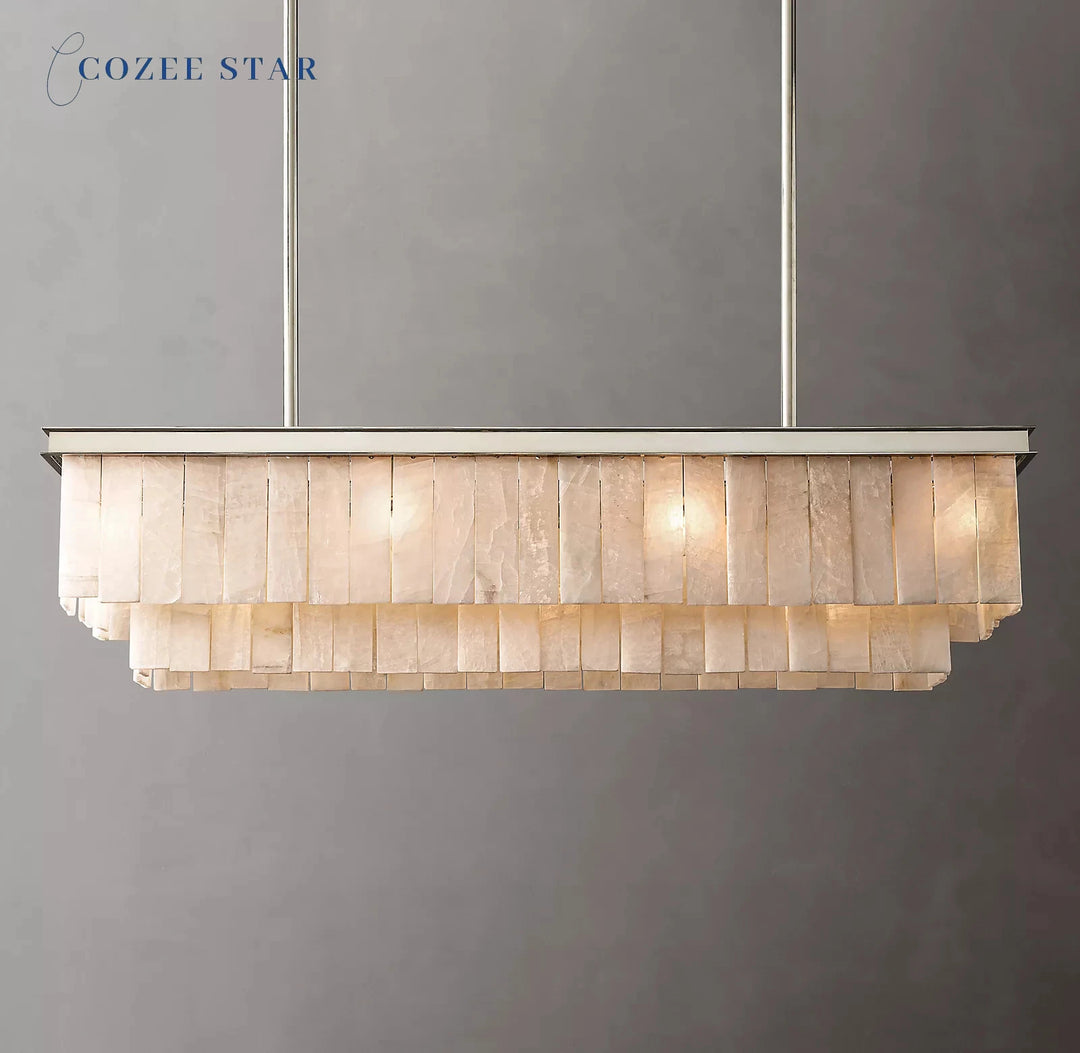 Glace Calcite Rectangular Chandeliers Lustre Modern Vintage LED Marble Brass Chrome Ceiling Lamps Dining Room Pendant Lights