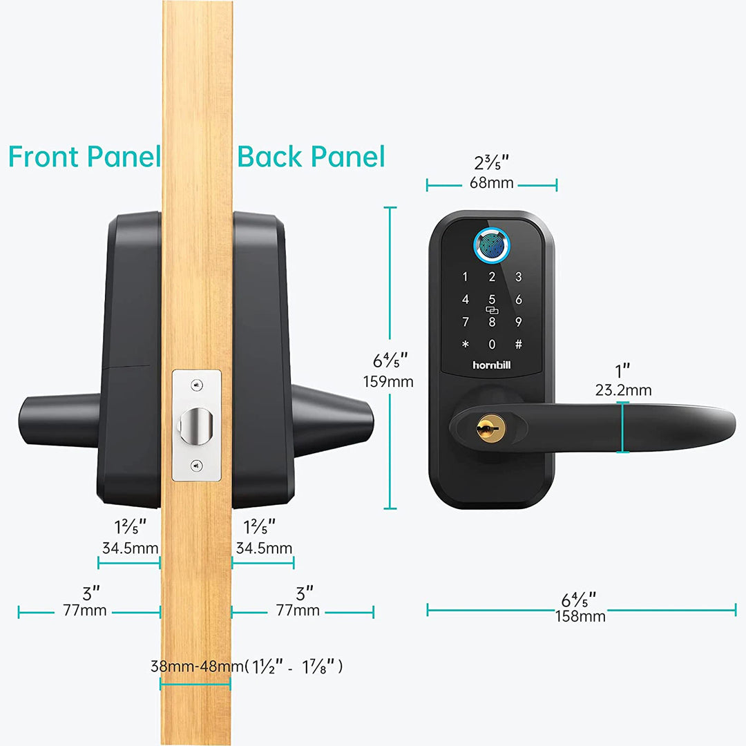 Hornbill Fingerprint Smart Door Lock Bluetooth Digital Electronic Locks Keyless Entry Deadbolt Home Security Protection Handle