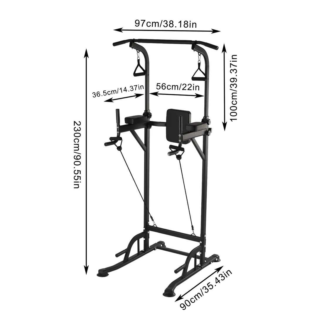 Adjustable Height Pull Up Dip Station, Functional Fitness Gym Training Power Tower, Exercise Equipment, Load 150 kg