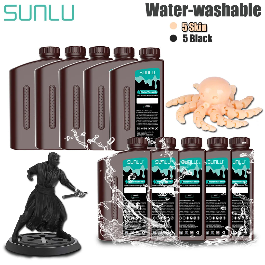 SUNLU UV Water Washable Resin 3D Printer 405nm10KG Low Odor And Low Shrinkage For LCD 3D Printer Printing Free Shipping Oversea