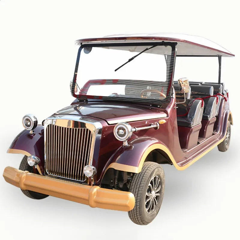 Bestselling Classic Vintage Electric Sightseeing Bus Car Retro Classical Auto 11 Seater with Rain Cover Golf Cart