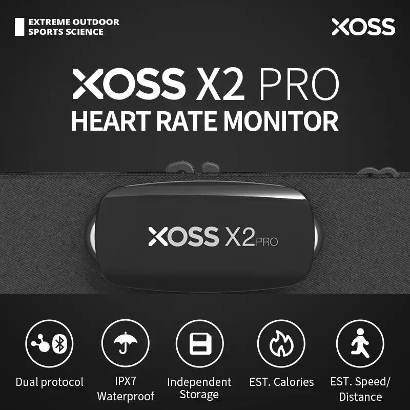 XOSS X2 Pro Chest Strap Heart Rate Sensor Waterproof Bluetooth ANT+ Health Fitness Smart Bicycle Monitor