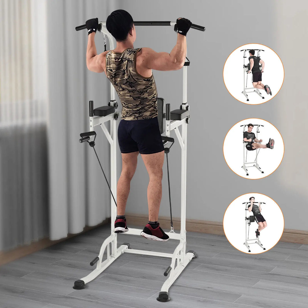 Adjustable Height Pull Up Dip Station, Functional Fitness Gym Training Power Tower, Exercise Equipment, Load 150 kg