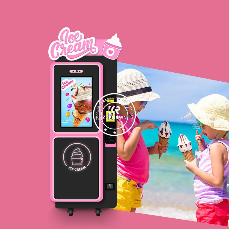 Latest Business Model Roll Ice Cream Machine For Amusement Park, Zoo, Subway Station Automatic Ice Cream Vending Machine