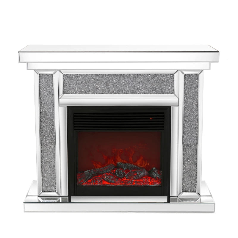 W47" X D12.6 "X H41.7" Acrylic diamond mirror mantelpiece, separate mantelpiece Built-in filling:1500 W electric heating furnace