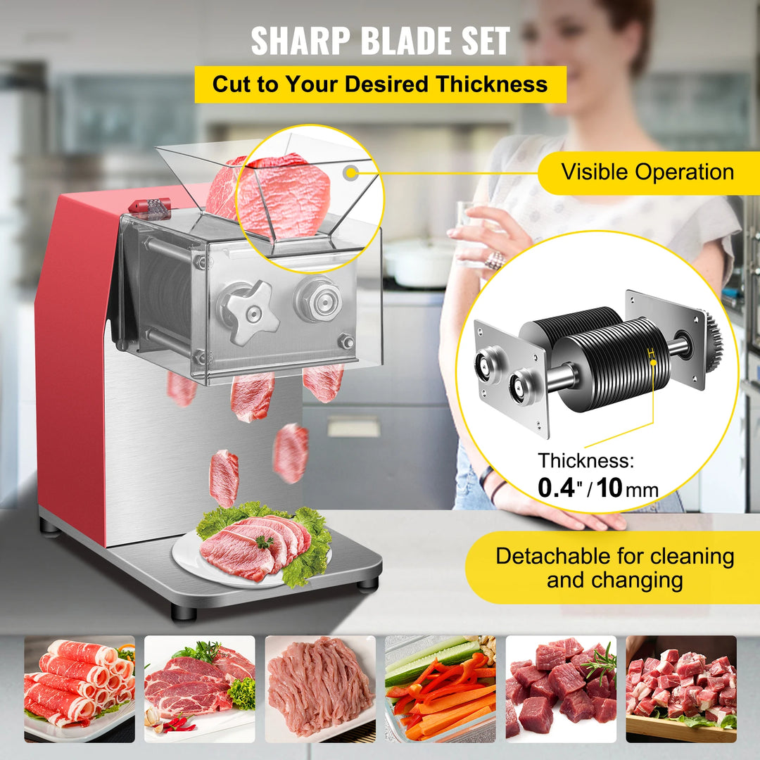 VEVOR 250kg/H Commercial Electric Meat Slicer Grinder Vegetable Cutter Shred Machine 850W Home Automatic Food Chopper Chipper