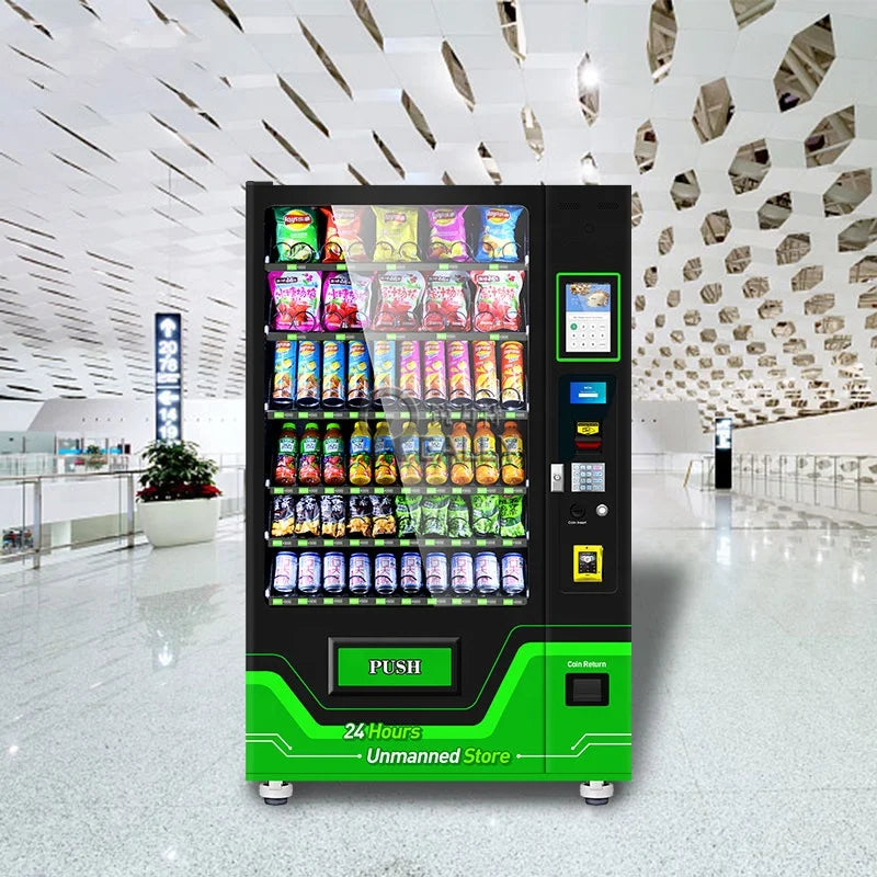 New Smart Touch Screen Snack And Beverage Vending Machine 24 Hour Unmanned Food Vending Machine