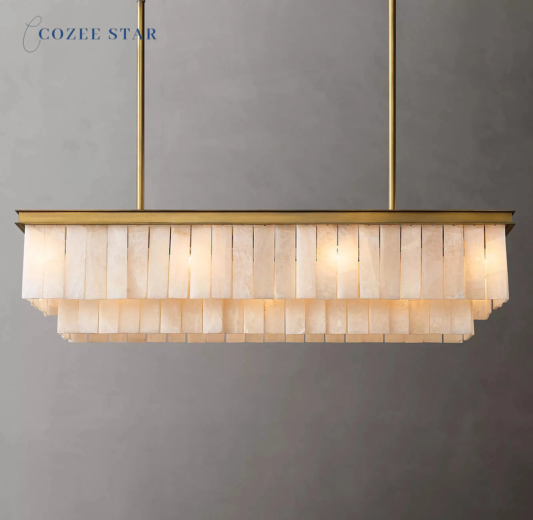 Glace Calcite Rectangular Chandeliers Lustre Modern Vintage LED Marble Brass Chrome Ceiling Lamps Dining Room Pendant Lights