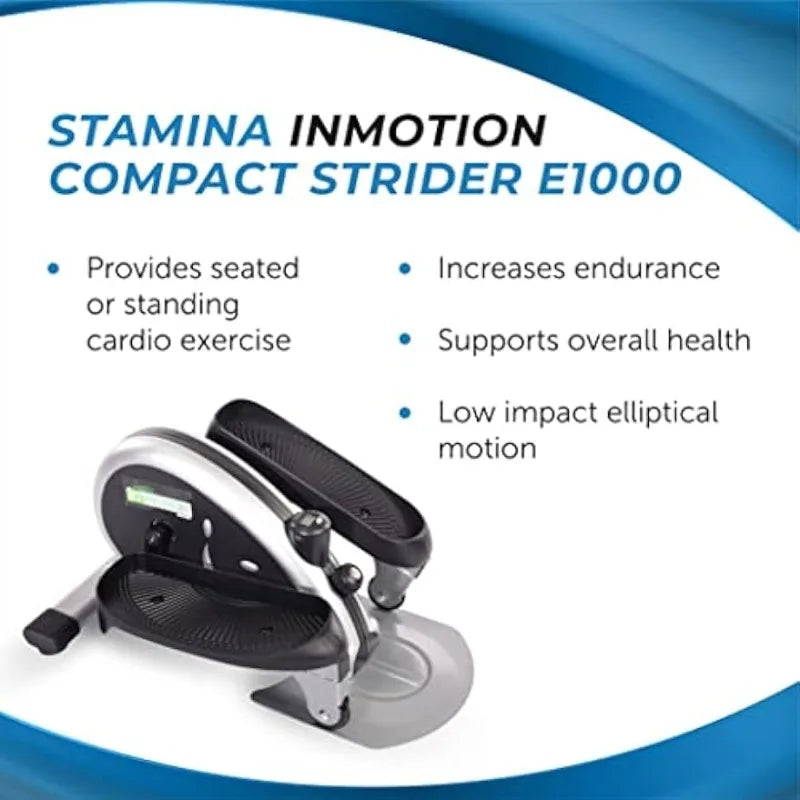 Stamina Inmotion E1000 Compact - Seated Elliptical with Smart Workout App - Foot Pedal Exerciser for Home Workout