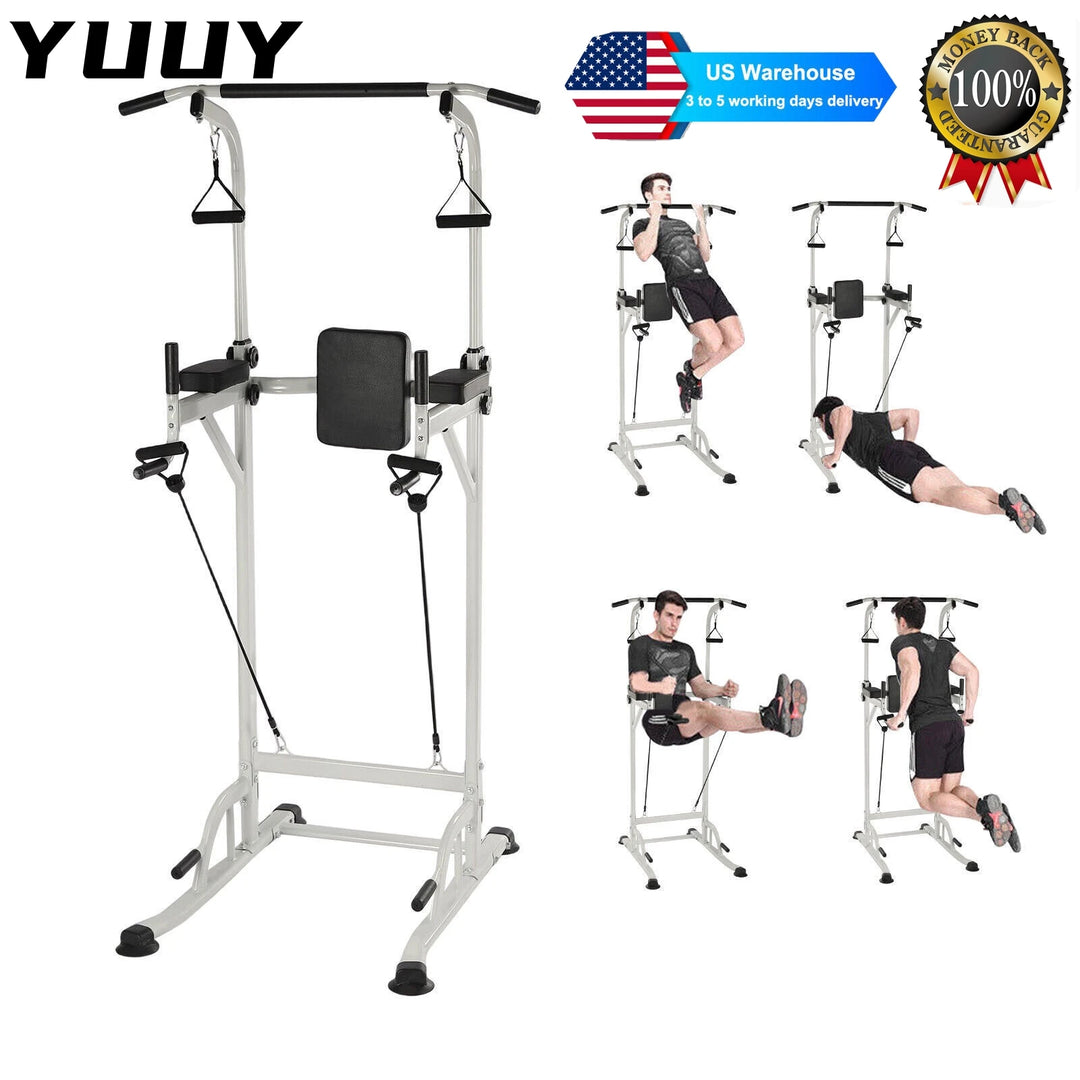 Adjustable Height Pull Up Dip Station, Functional Fitness Gym Training Power Tower, Exercise Equipment, Load 150 kg