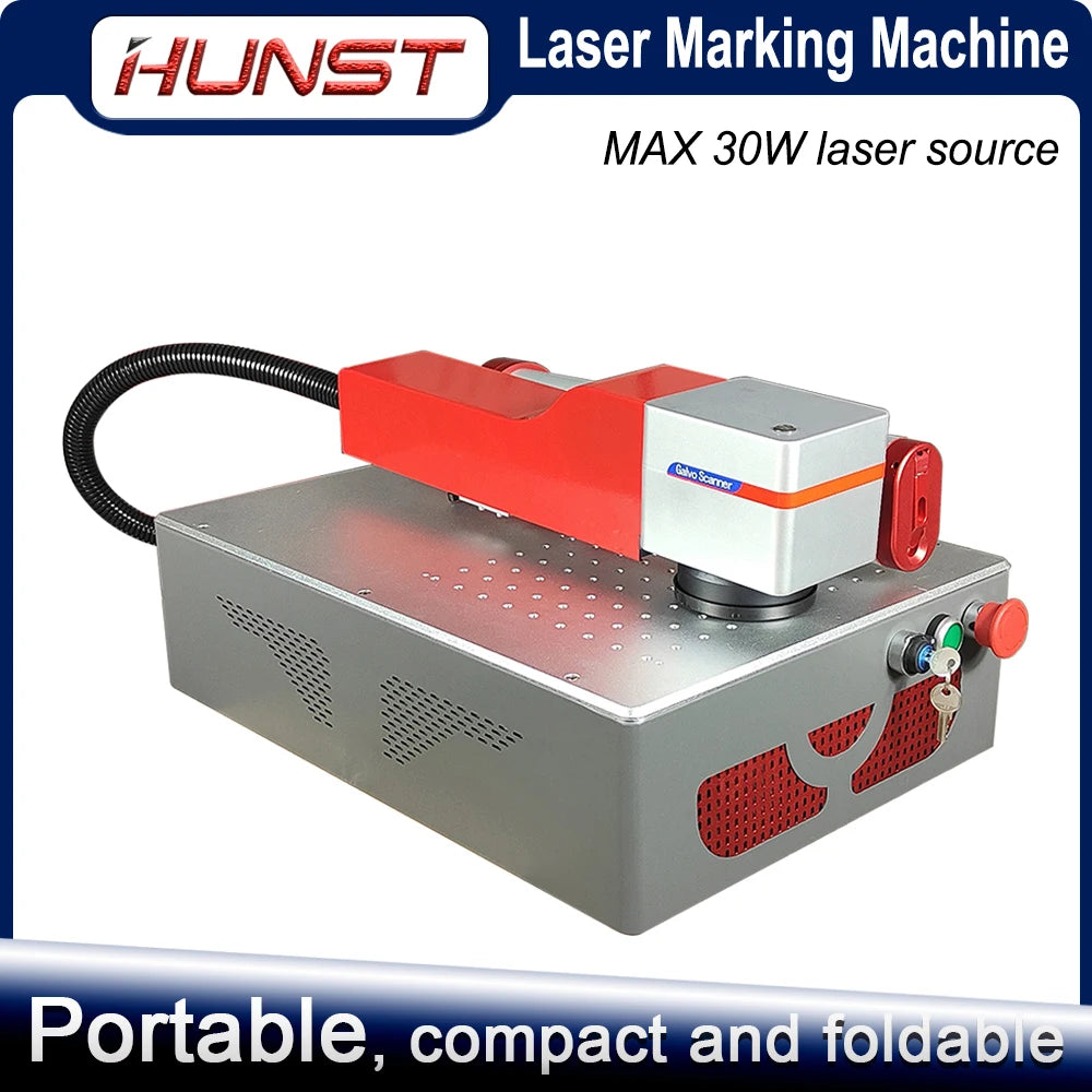 Hunst Small Laser Marking Machine MAX 30W Portable Foldable Mini Fiber Engraver for DIY Marking Gift Metal Jewelry Engraving