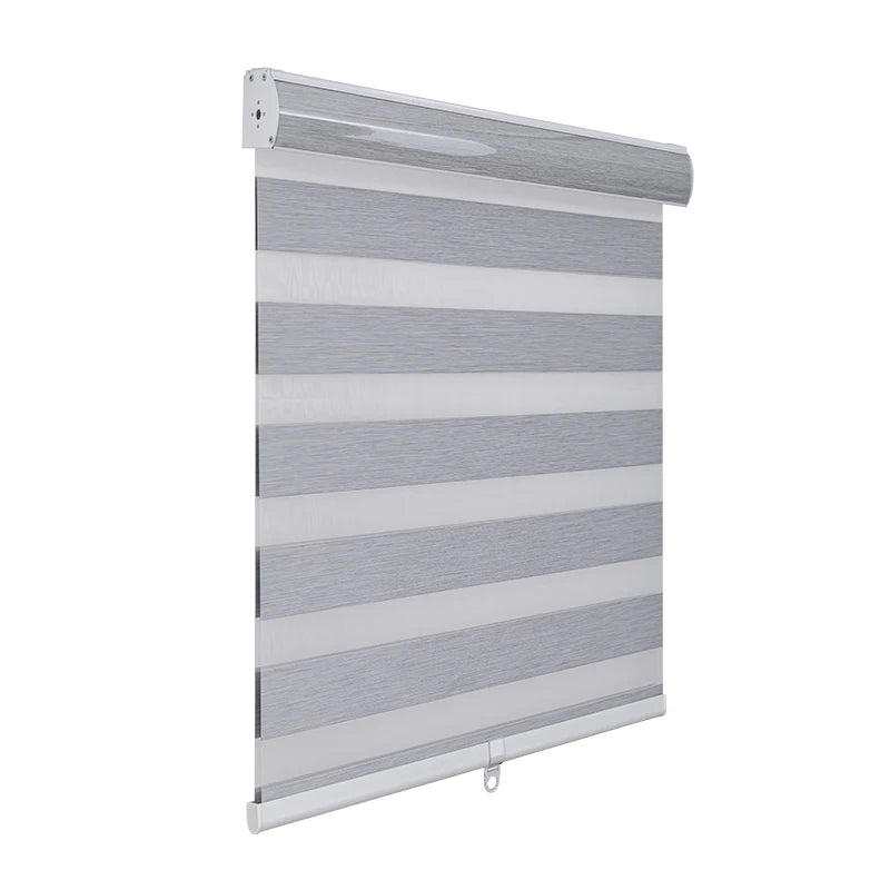 Window Blackout Dual Roller Shades, Custom Size, Electric Remote Control, Zebra Blinds, High Quality