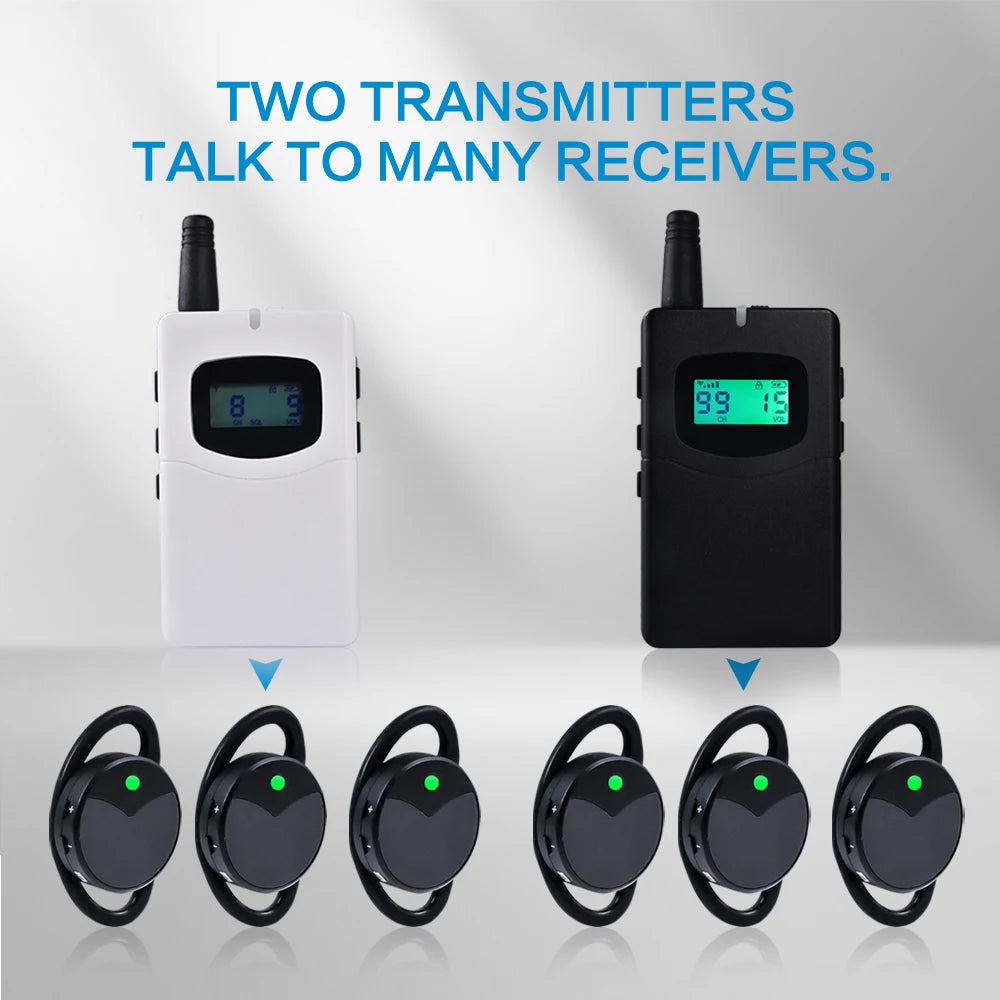 Wireless Whisper Tour Guide System 2 Transmitters 54 Receivers 1 Charging Case Simultaneous Interpretation Court Translation