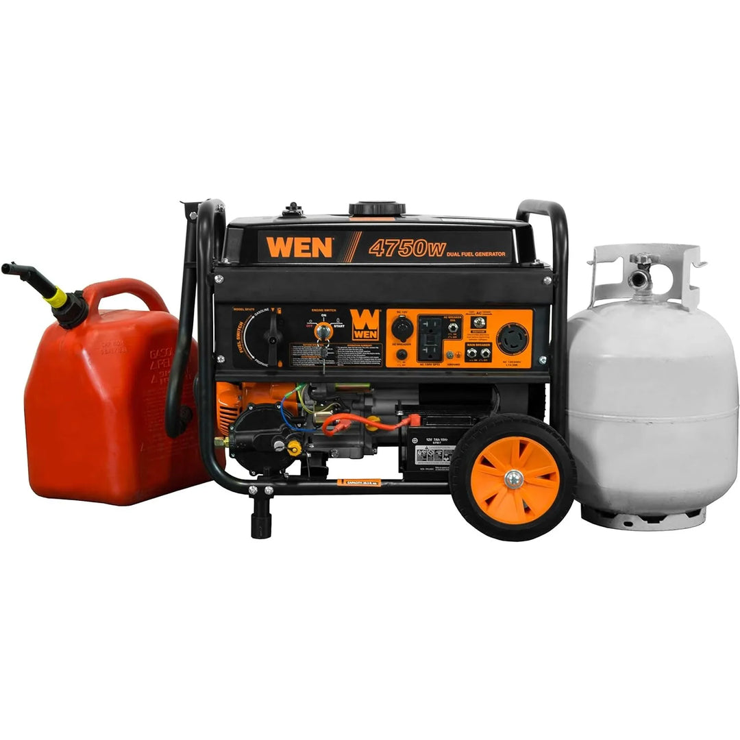 WEN DF475T Dual Fuel 120V/240V Portable Generator w/ Electric Start Transfer Switch Ready, 4750-Watt, CARB Compliant | USA | NEW