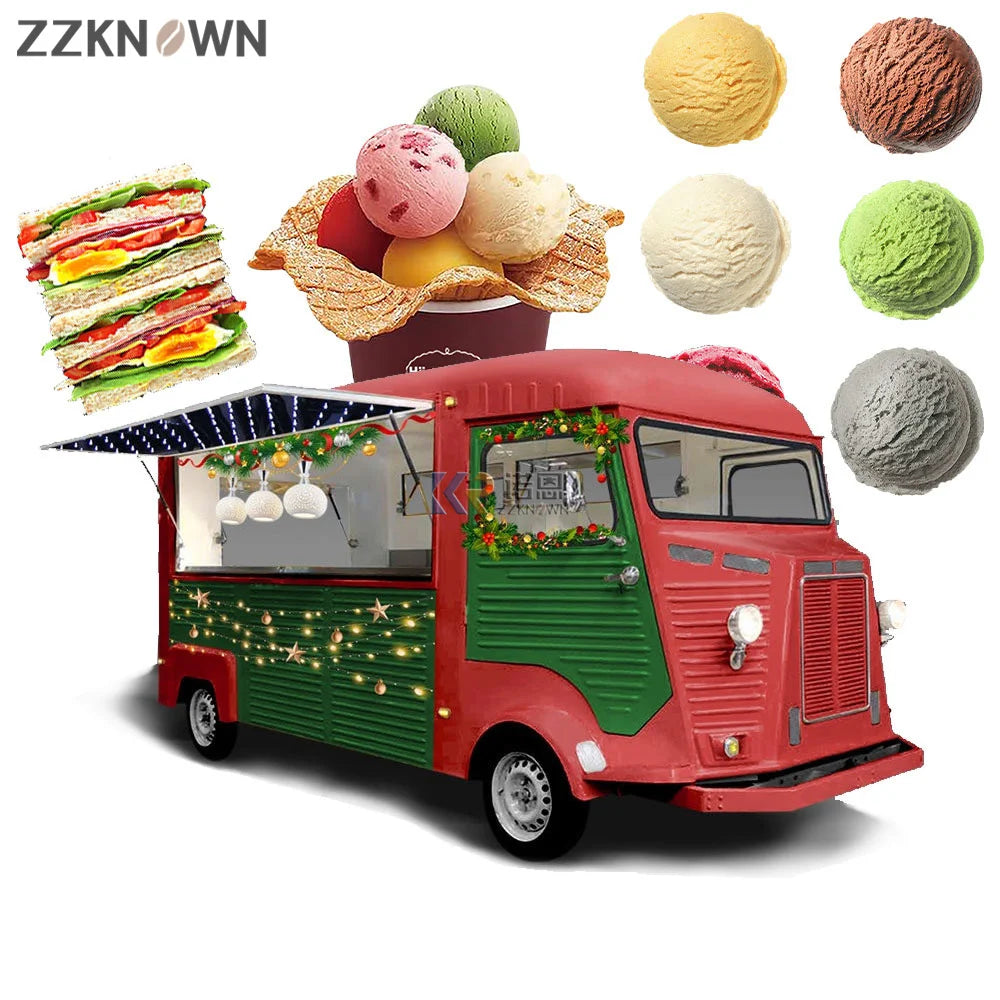 Mobile Catering Snack Kitchen Trailers Mobile Food Coffee Ice Cream Trucks Electric Drink Truck with Free Shipping