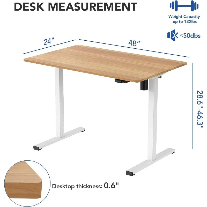 FLEXISPOT Standing Desk 48 x 24 Inches Height Adjustable Desk Whole-Piece Desktop Electric Stand up Desk Home Office Table