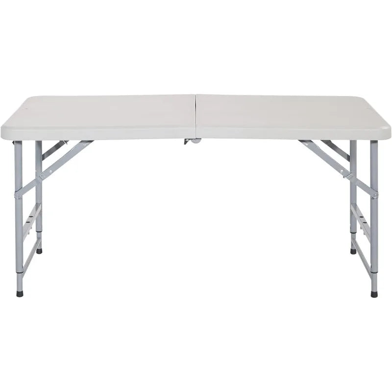 Office Star Resin Multipurpose Rectangle Table Height Adjustable, Center Folding Table, Light Gray Camping Equipment