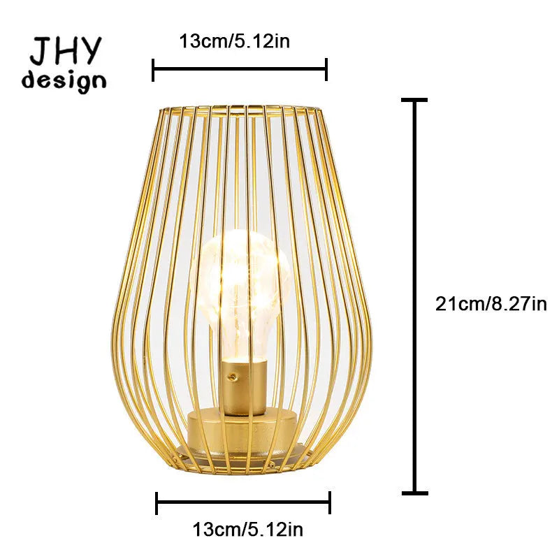 Golden Cage Table Lamp Battery Lanterns Cordless Lamp Battery Operated Lamp for Patio Garden Wedding Parties Indoor Outdoor