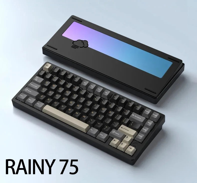 Wob Rainy 75 Mechanical Keyboard Bluetooth Wireless Keyboards Gamer Cnc Aluminum Keyboard Gasket Hot Swap Rgb Backlight Gift ﻿