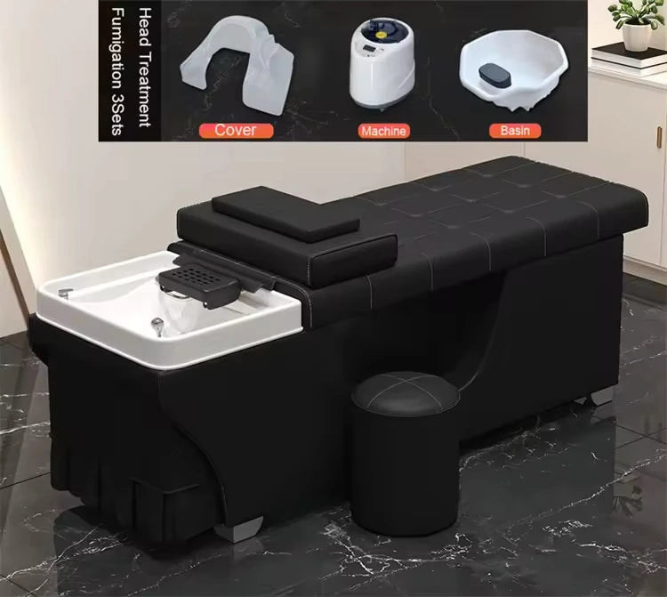 Hot Sale Thai Style Leather Hair Washing Chair Lay Down Table Shampoo Bed For Hair Beauty Salon