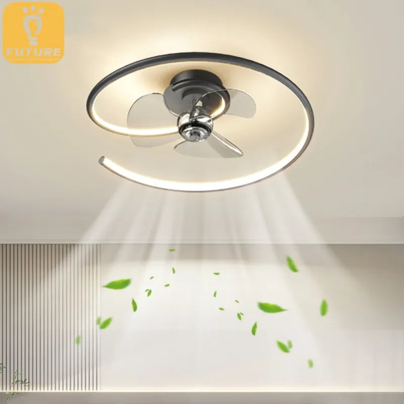 Modern LED Ceiling Fan with Light and Control Remote Minimalist Lamp Ventilador Bedroom Room Decor Dining Room Ceiling Fan Light