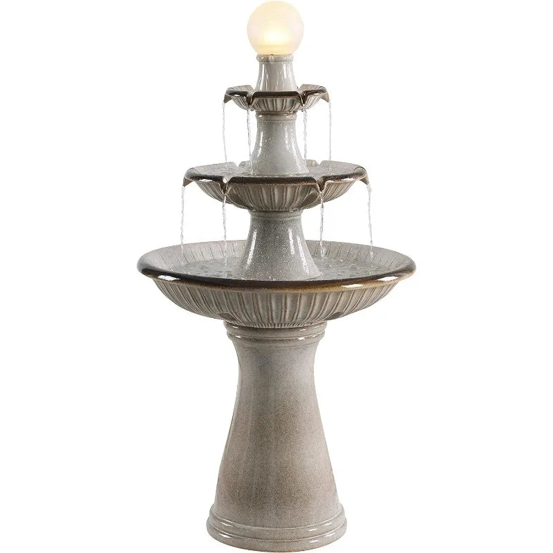 Kenroy Home 51110IV Knight Floor Fountain with Ivory Finish, Classic Style, 45.25" Height, 23.625" Width, 23.8" Depth