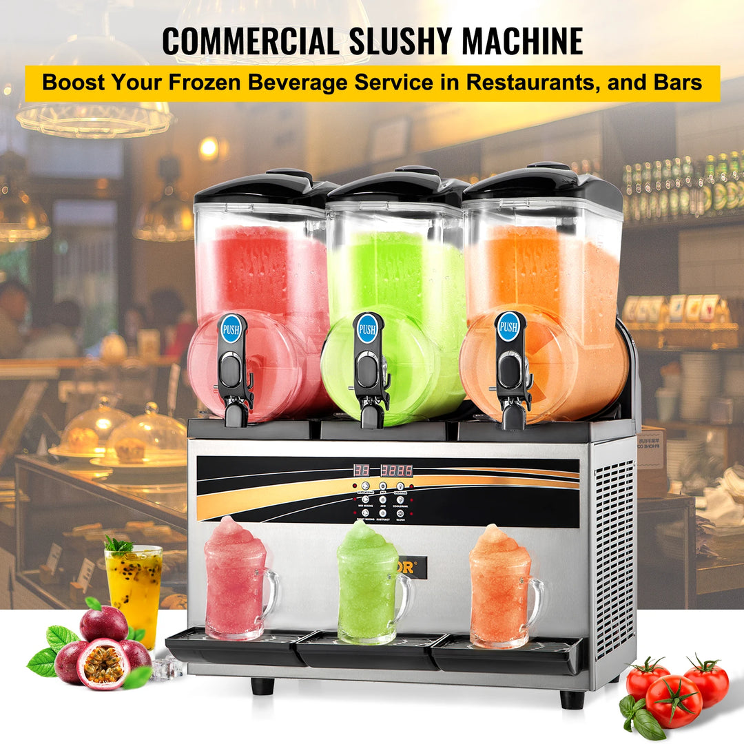 VEVOR 45L Slushy Machine Intelligent LED Control Panel Drink Dispenser Juicer Beverage Granizing Smoothie Maker for Commercial