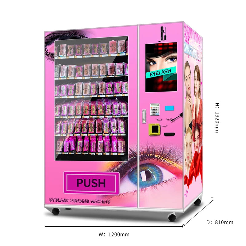 Hot Sell Touch Screen Vending Machines Eyelashes Lapbalm Eyeliners Vending Machine With Adjustable Trays