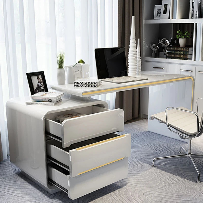 White Gadget Supplies Work Desk Table Wooden Makeup Computer Work Desk Modern Bench Escritorio Gaming Working Equipment ZT50WD