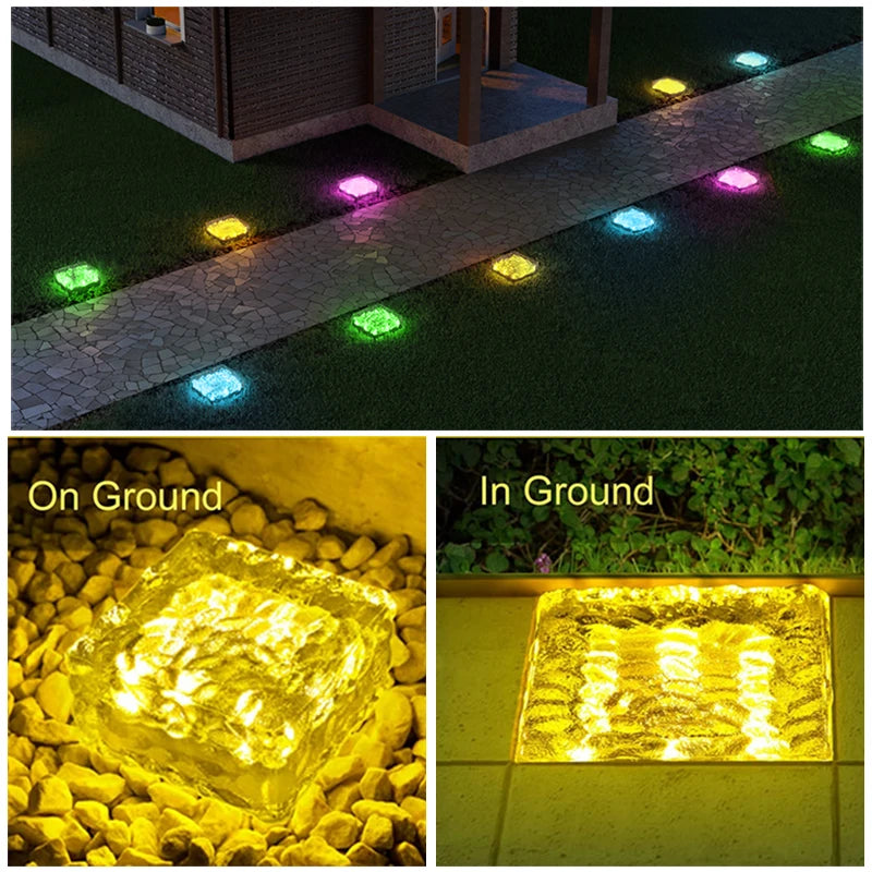 1/2/4PCS Solar Led Ice Cube Brick Lights Outdoor Waterproof Path Stair Step LED Sunlight Solar Light Garden Yard Landscape Lamp