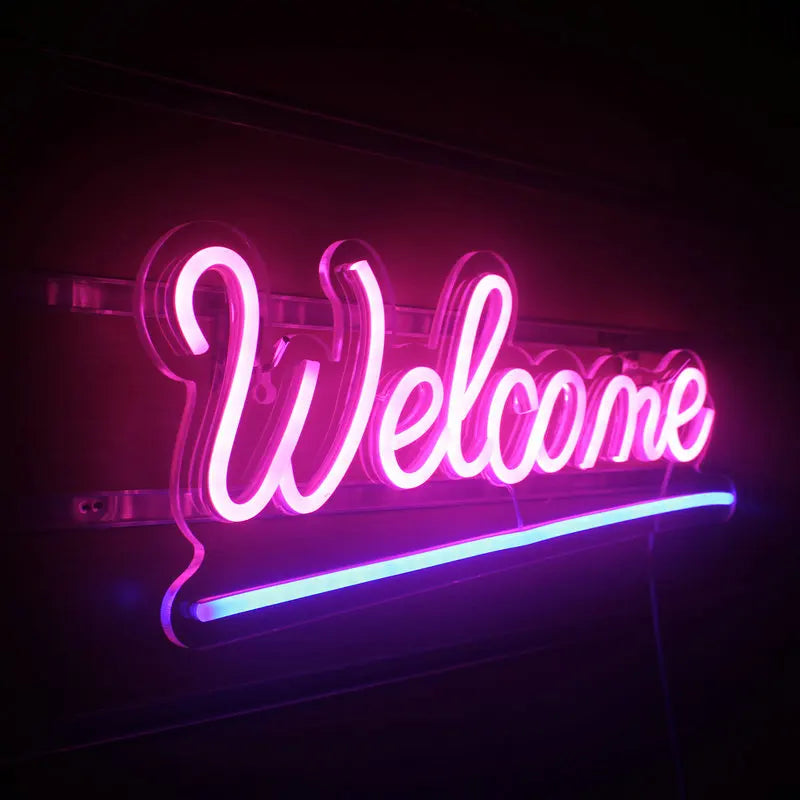 Welcome Neon Sign LED Neon Light for Business Light Storefront Window Glass Shop Florists Bar Salon Cafes Restaurant Pubs Party