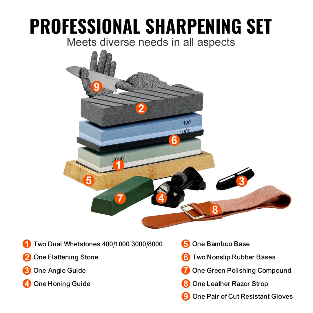 VEVOR Knife Sharpener Kit Professional Sharpener Flip Fixed Angle Knife Sharpening System with 12 Whetstones Kit for All Knives