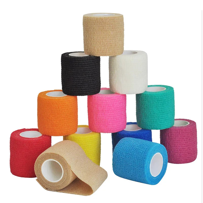 1pc Disposable Self-adhesive Flex Elastic Bandage Tape For Tattoo Handle Grip Tube Wrap Elbow Stick Motion Accessories 5*450cm