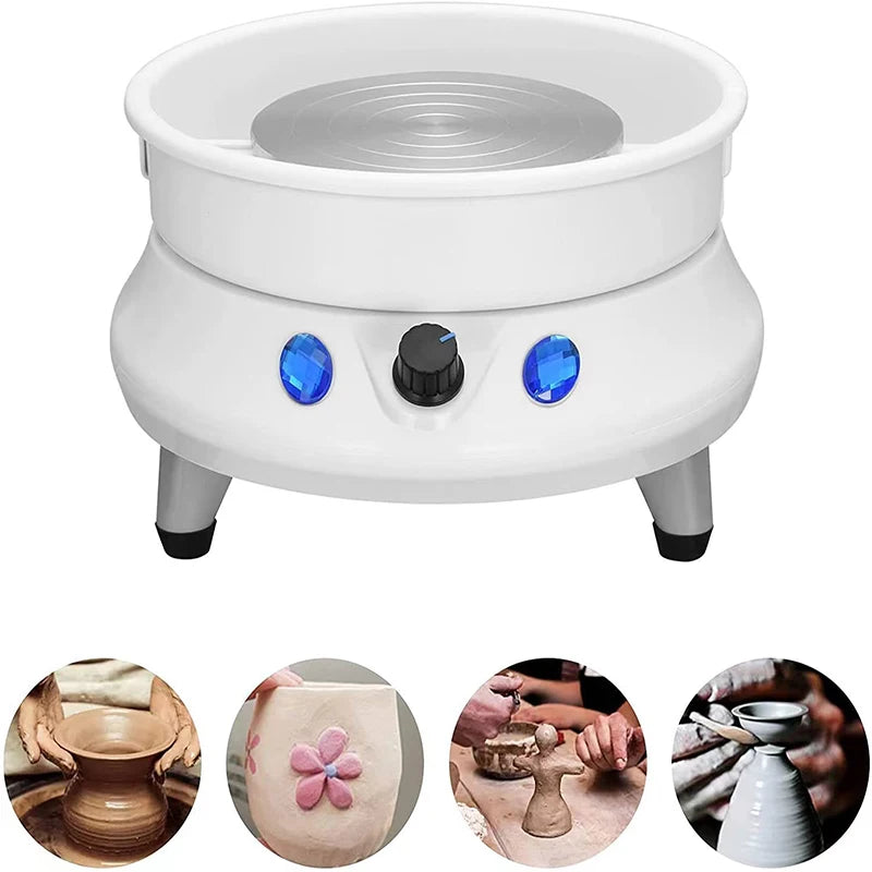 Electric Pottery Wheel Machine With Detachable ABS Basin 13cm Pottery Plate for Ceramic Working Clay Crafts DIY Hand Tools