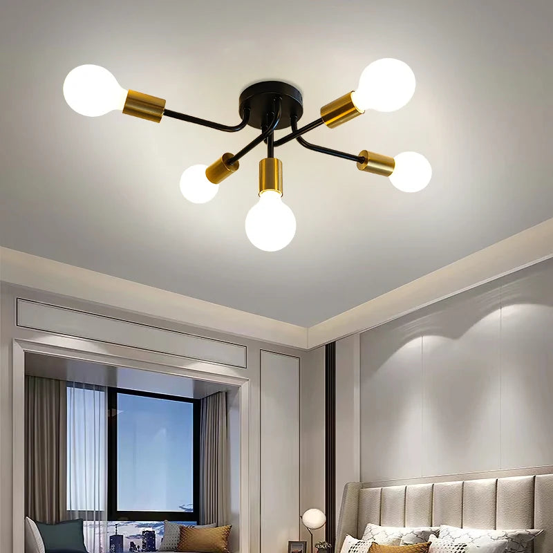 Brass Ceiling Lights simple Restaurant Bedroom Ceiling Lamp Modern Home Decor Living Room Kitchen Light Fixture E27