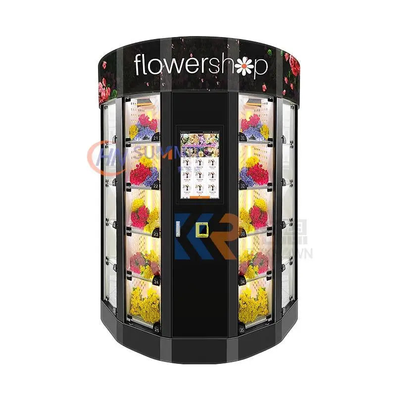 Rose Flower Vending Machine Automatic Rose Bouquet Smart Fridge Locker Vending Machine With 30 Windows