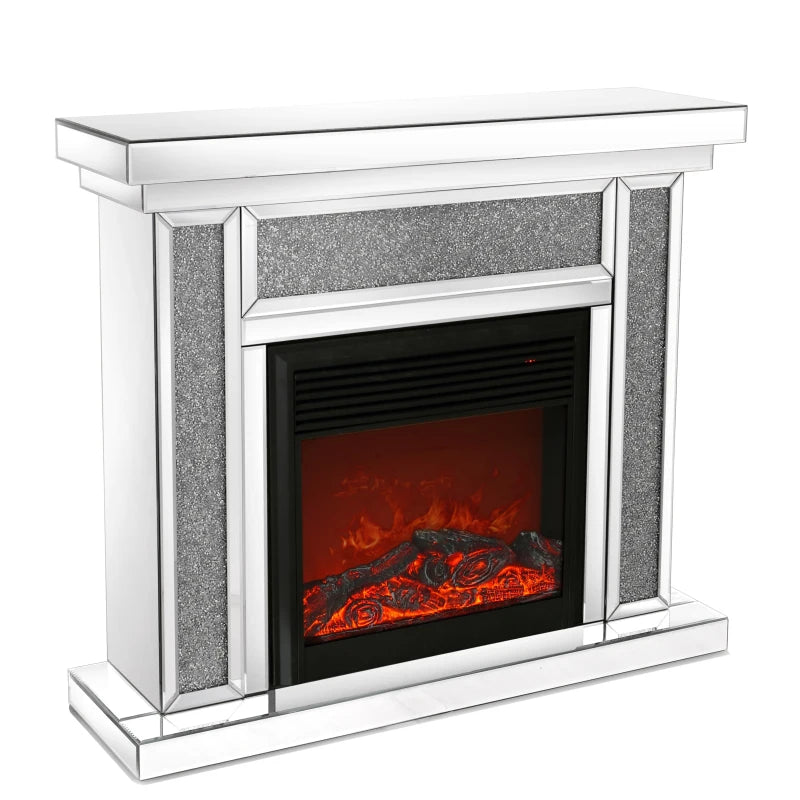 W47" X D12.6 "X H41.7" Acrylic diamond mirror mantelpiece, separate mantelpiece Built-in filling:1500 W electric heating furnace