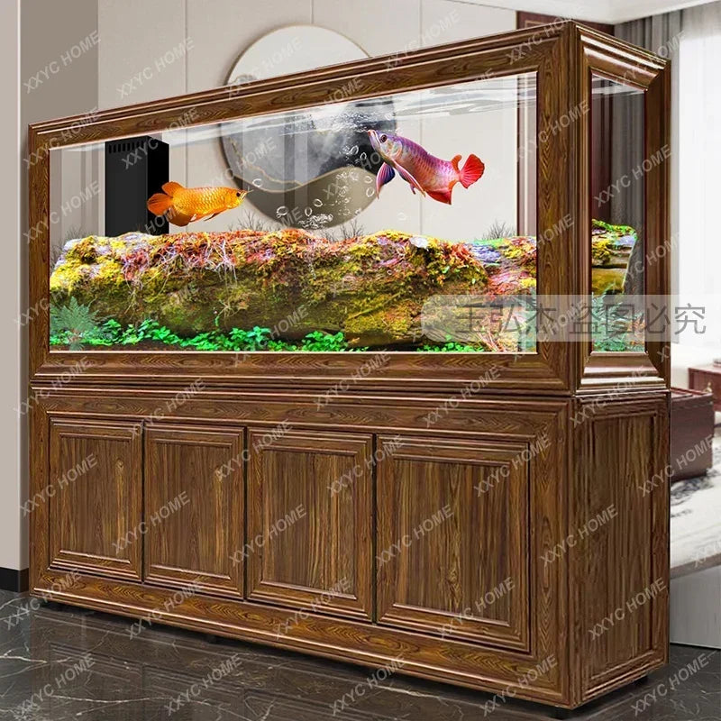 Chinese Fish Tank Living Room Screen Bottom Filter Large Dragon Fish Tank Lazy Change Water Ecological Aquarium