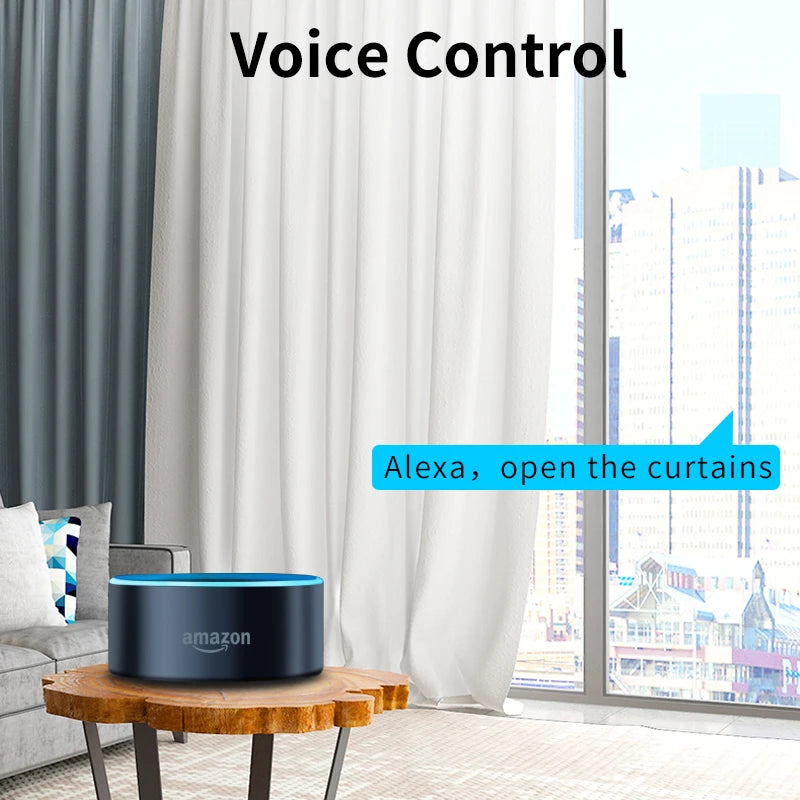 Tuya Smart Wifi Electric Curtain Track Blinds, Timing APP Remote Control Alexa Google Home Voice Control