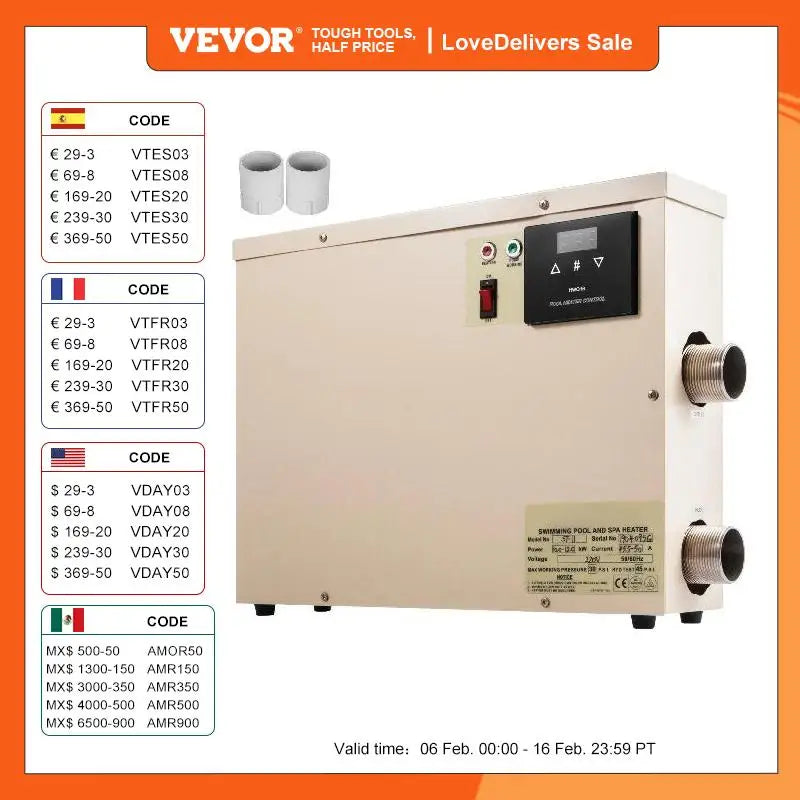 VEVOR 11KW 220V Electric Digital Water Heater Thermostat Swimming Pool Heater SPA Hot Tub Bath Heating Adjustable Temperature