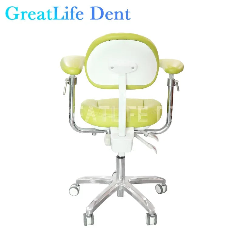 GreatLife Dent Dentist Chair Surgical Nurse's Stool with 360 Degree Rotation Armrest PU Leather Assistant Dental Dector Chair