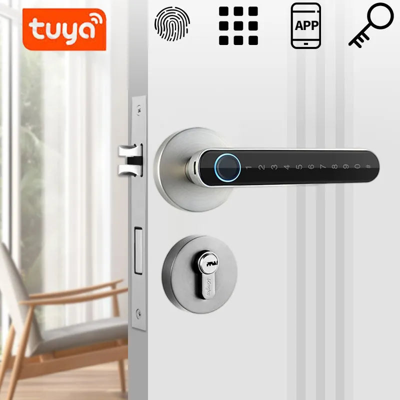 tuya biometric electronic lock Digital Smart fingerprint door lock Password Keyless Entry Door Knobs lock for Home Any door