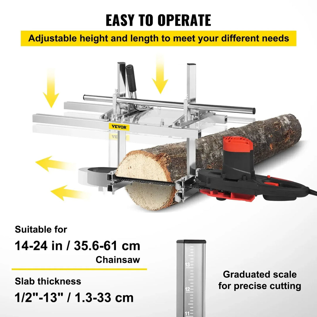 VEVOR Chainsaw Mill Planking Milling 14-24 Inch Guide Bar Wood Lumber Cutting Sawmill Aluminum Steel Chain Saw Mill