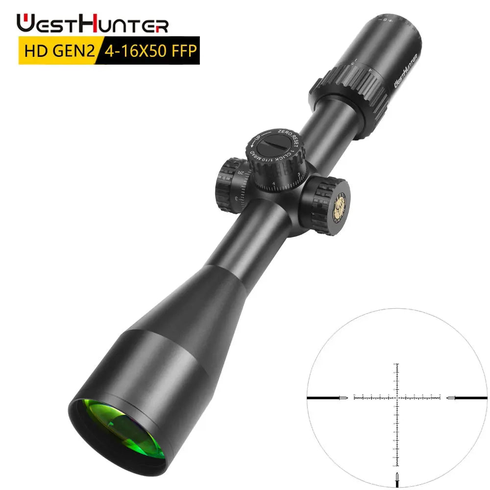 WestHunter HD Gen2 4-16X50 FFP Scope First Focal Plane Hunting Riflescope Glass Etched Zero Reset or Zero Stop Optical Sights