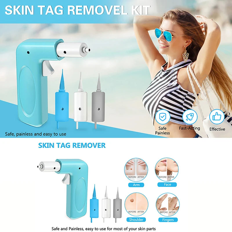 1 Set 3 In 1 Auto Skin Tag Remover Painless Mole Wart Removal Kit Device Professional Face Care Beauty Tool Home Use